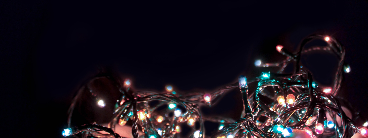 dark background and close up of christmas lights