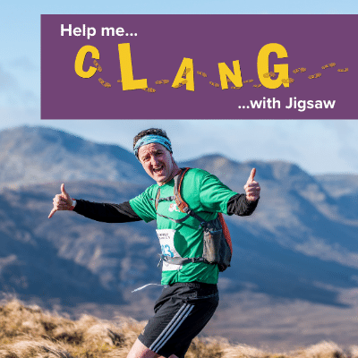 Help-me-CLANG-with-Jigsaw A image of a person taking part in a fundraising event