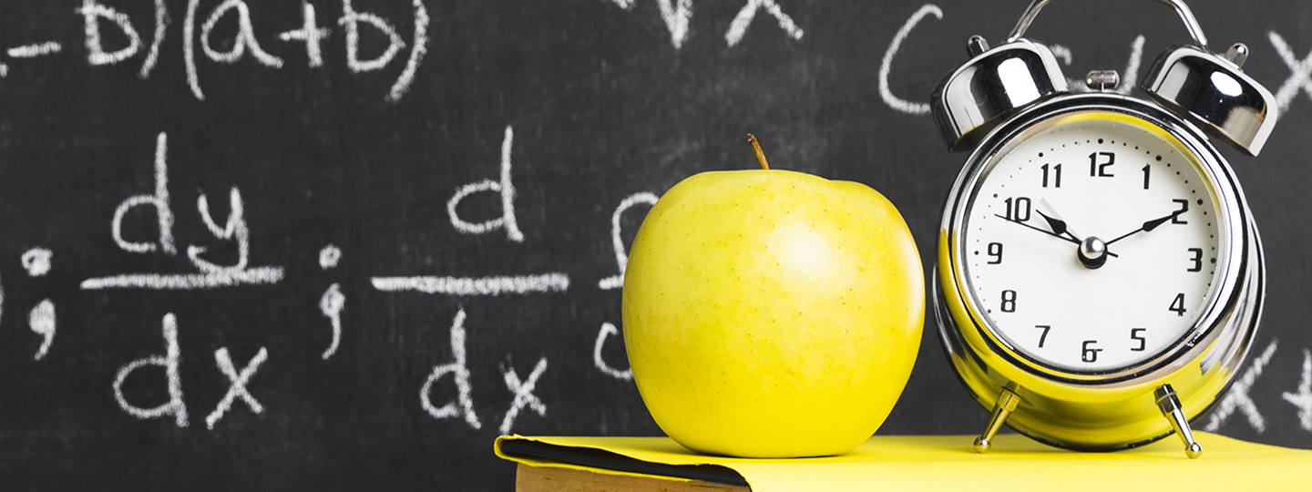 Banner of blackboard and apple