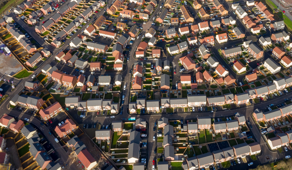 aerial view of large housing estate aerial view of large housing estate