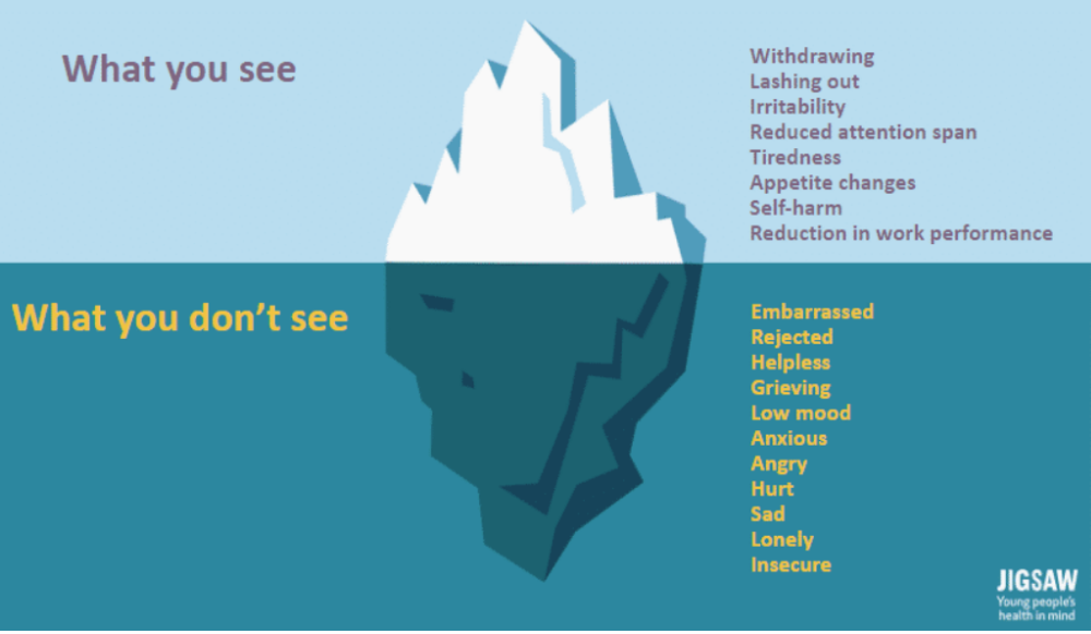 illustration of iceberg with what you see and what you don't see